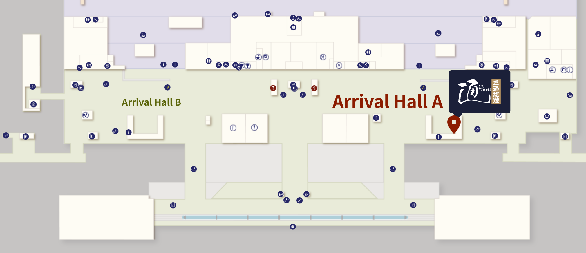 Hong Kong Airport floor plan showing King's Limousine counter location