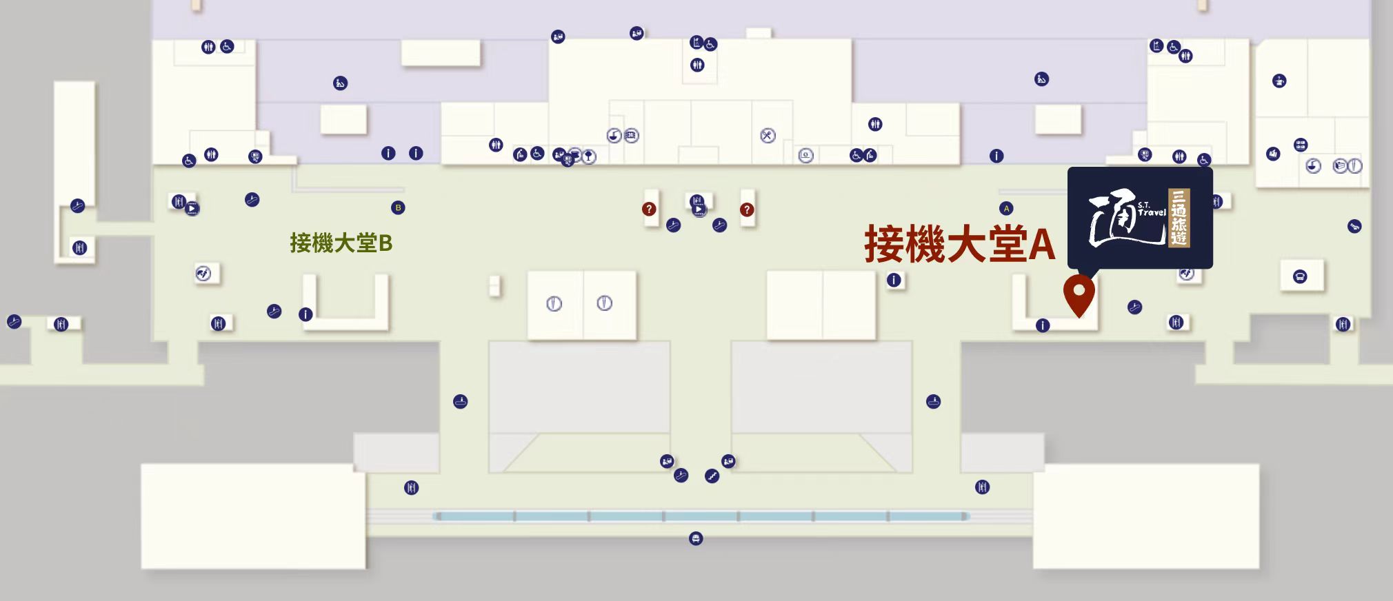 香港機場平面圖,顯示京時豪華轎車櫃檯位置